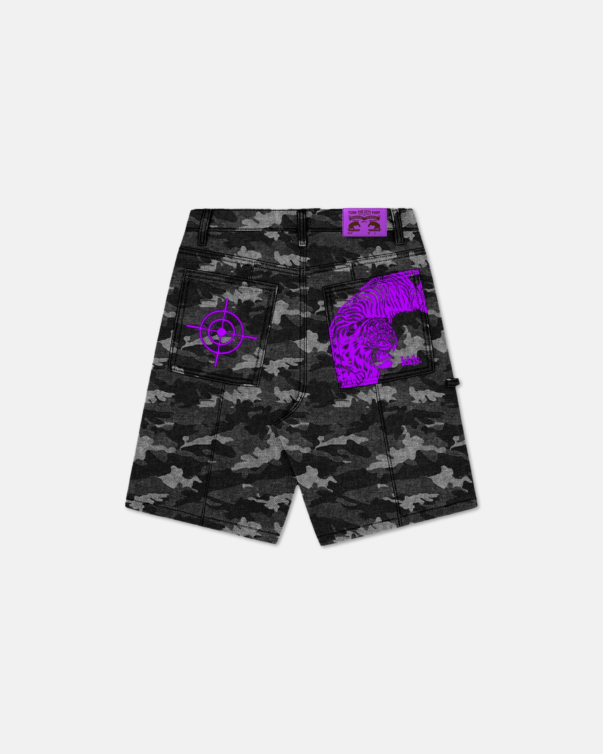 KIDS® "444 STEALTH" camou denim shorts