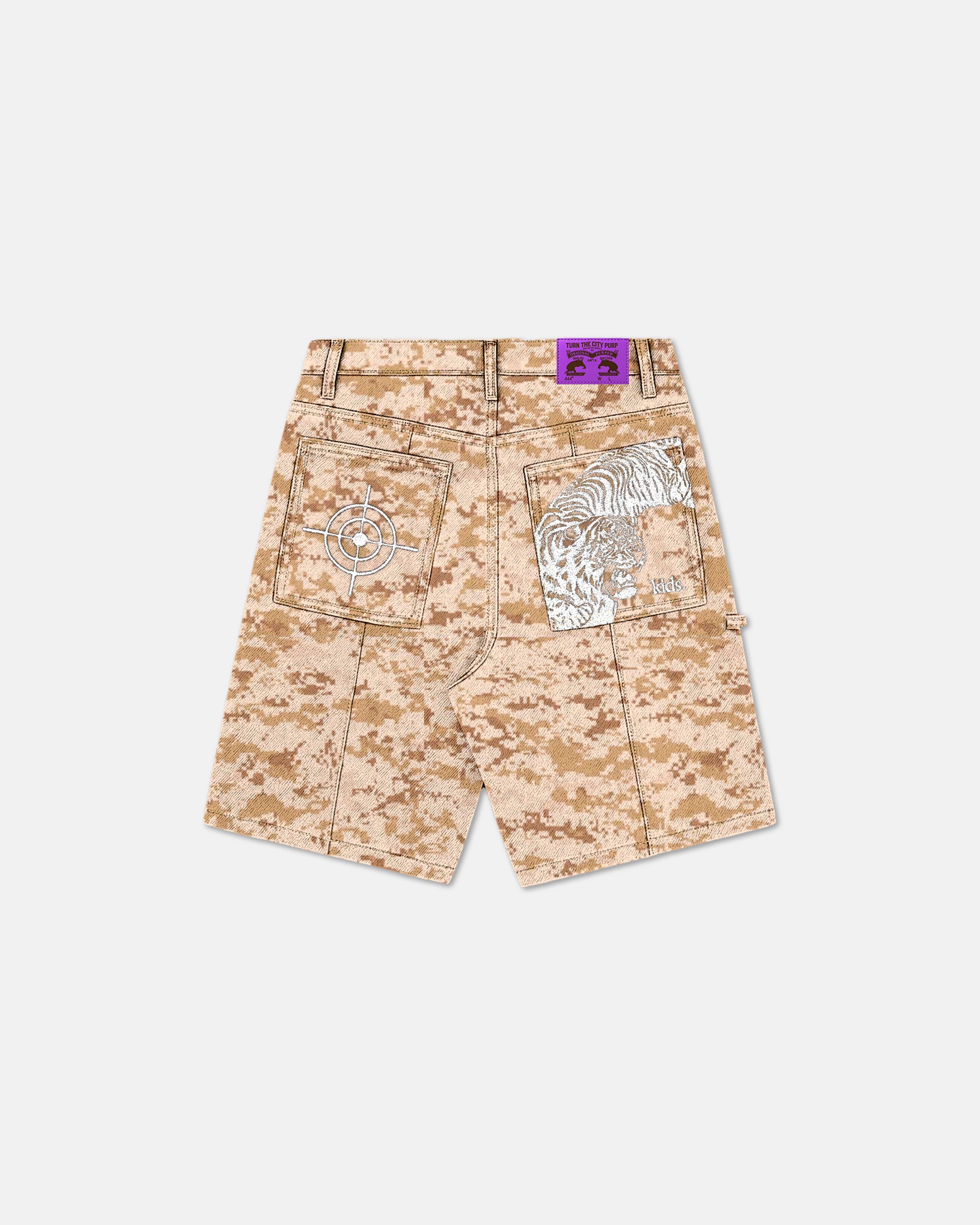 KIDS® "444 DESERT" camou denim shorts